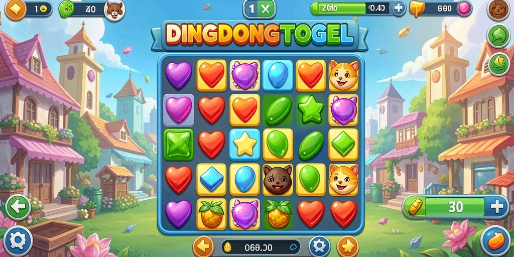 Tampilan gameplay DINGDONGTOGEL yang menantang dan penuh warna.