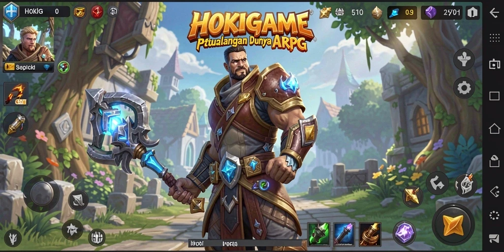 Screenshot gameplay HOKIGAME menampilkan pertarungan seru di dunia ARPG.