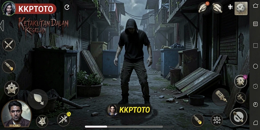 Tangkapan layar gameplay KPKTOTO menunjukkan suasana menyeramkan dan mencekam.