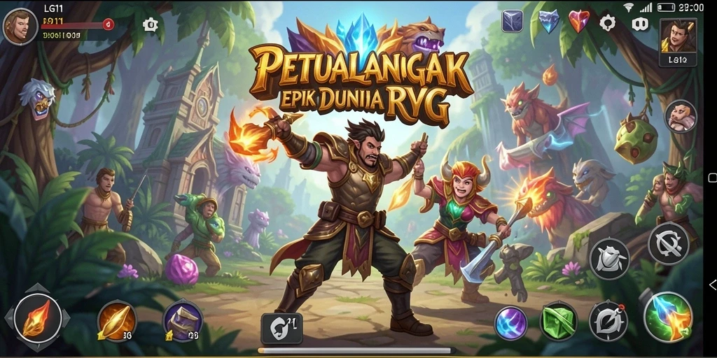 Screenshot utama LG111 menampilkan pertempuran epik dalam dunia RPG.