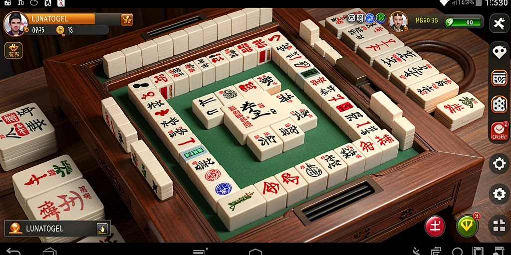 Tampilan gameplay seru LUNATOGEL dalam permainan Mahjong.