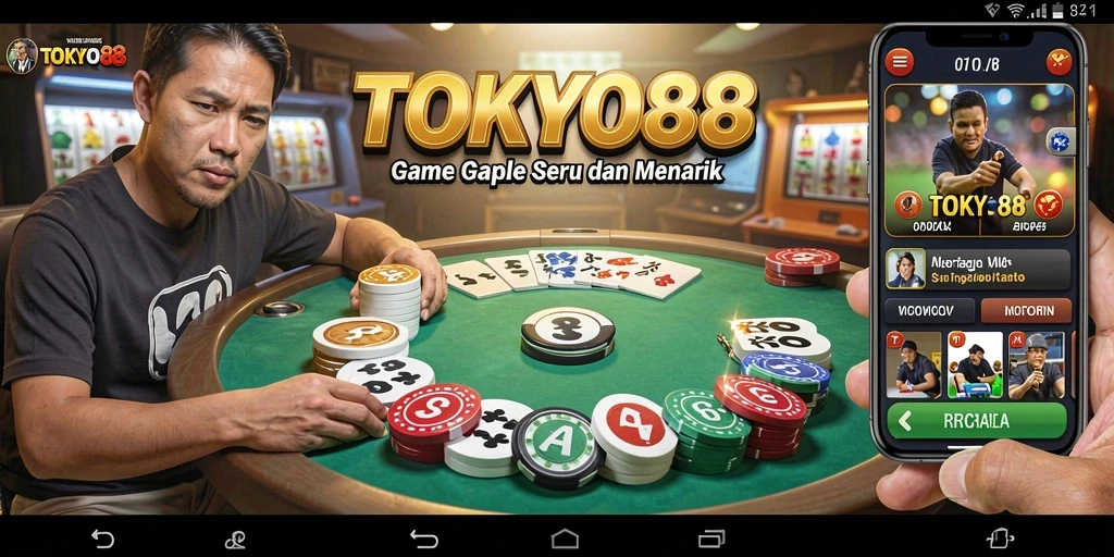 Screenshot gameplay TOKYO88 yang menampilkan suasana permainan Gaple yang seru.